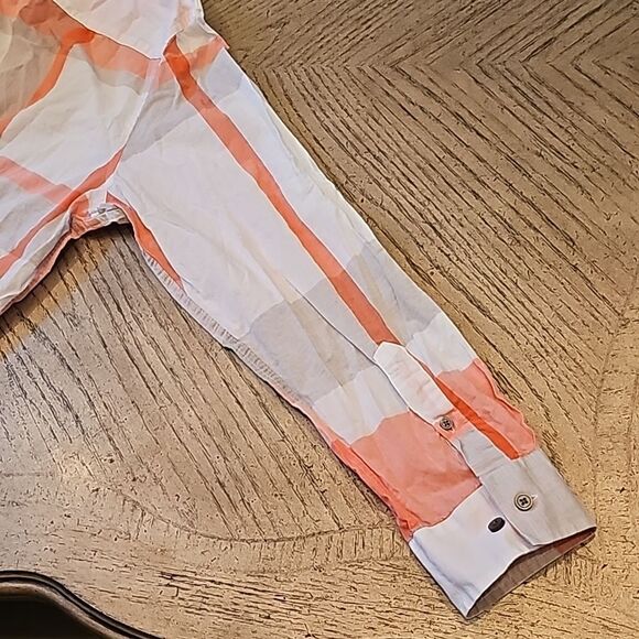 Alfani gray orange plaid button down shirt XL 100% cotton - Picture 9 of 12